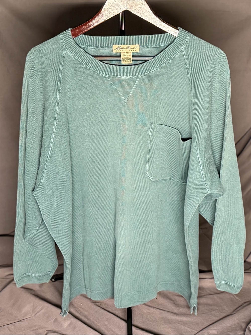 Vintage Eddie Bauer Crewneck Sweater Cotton Knit in Teal Size Large